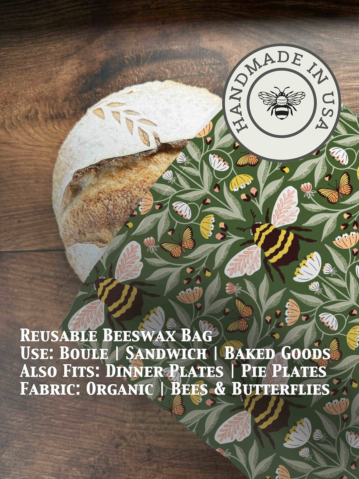 Beeswax Bread Bag for Sourdough | Reusable Cotton, 13 × 17 Inches